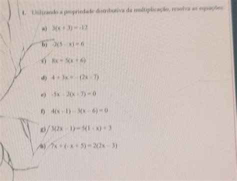 Solved 1 Uulizando A Propriedade Distributiva Da Multiplicação