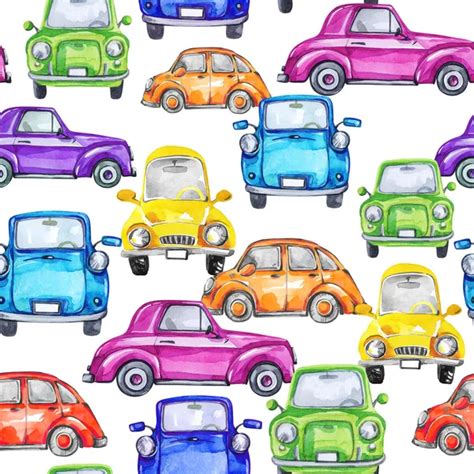 Seamless Pattern Vintage Cars Stock Vector Pilgrimartworks