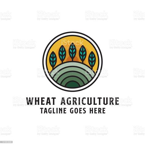 Lencana Desain Logo Pertanian Nature Wheat Ilustrasi Vektor Logo Pertanian Seni Garis Ilustrasi ...