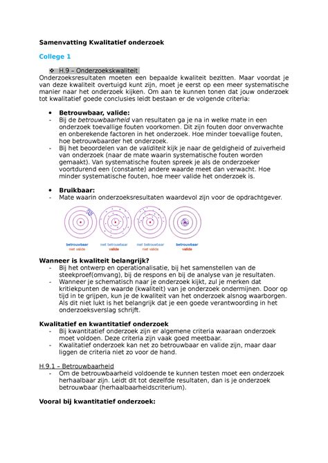 Samenvatting Kwantitatief Onderzoek Samenvatting Kwalitatief