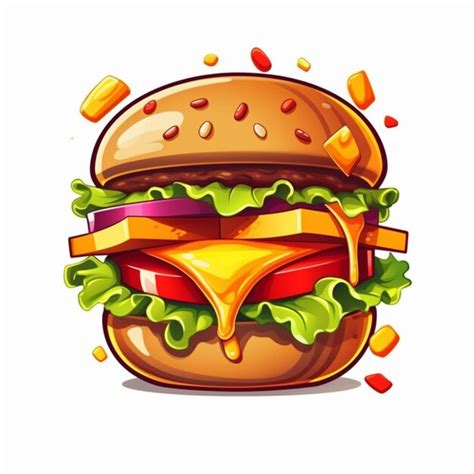 Premium AI Image A Cartoon Hamburger With Cheese And Lettuce On A