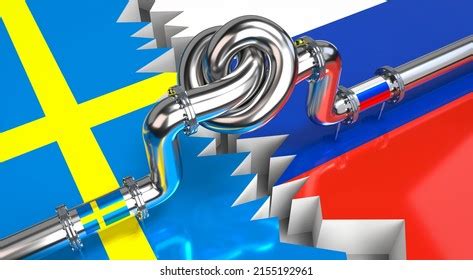 Fuel Gas Pipeline Knot Flags Sweden Stock Illustration