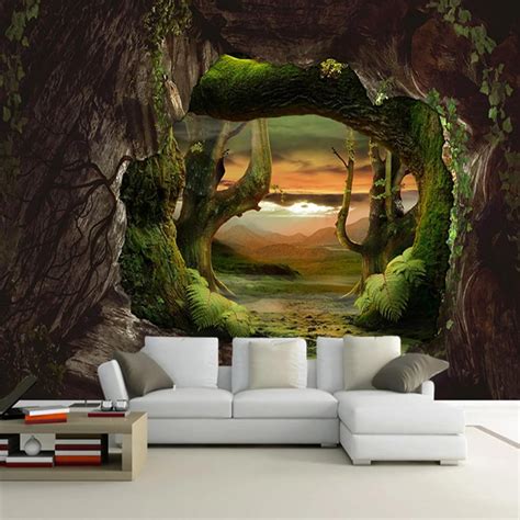 GDPOOTREE Custom Mural Wallpaper Modern Creative 3D Cave Stone Wall