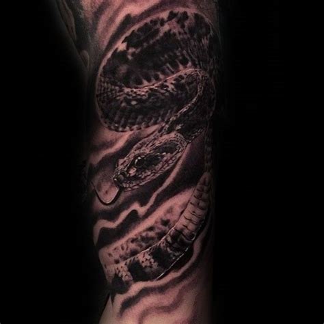 Striking Rattlesnake Tattoo Designs For Men Around Arm Tattoo