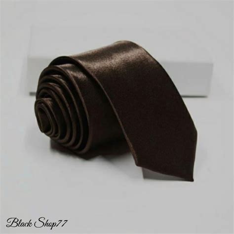 Jual Dasi Pria Dasi Panjang Dasi Satin Polos Coklat Tua 3 Inchi 8 Cm