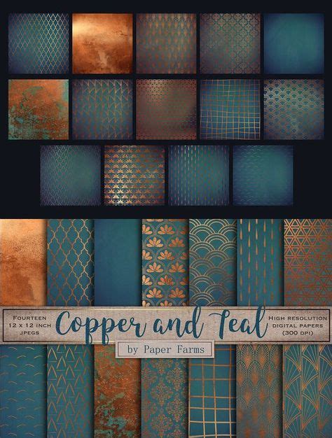 Copper Teal Backgrounds A Pattern Graphic By Paper Farms Teal Living