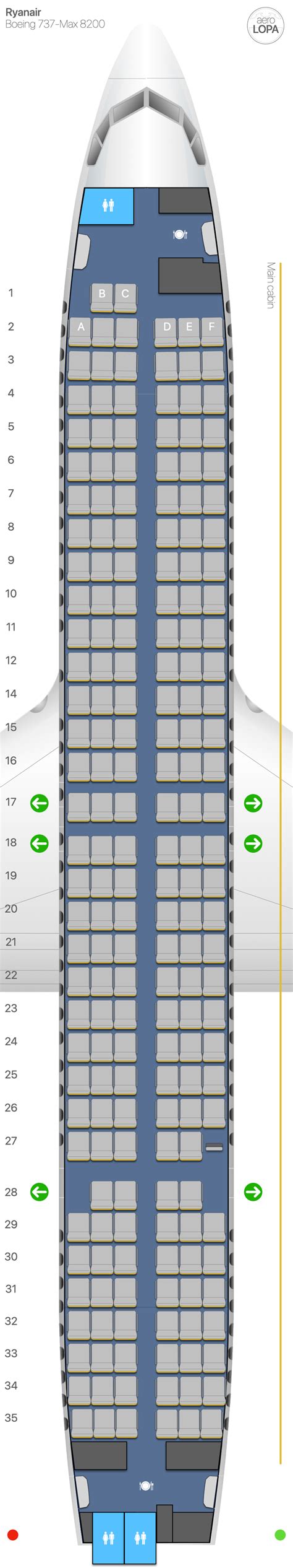 Ryanair Boeing 737 Max 8200 Aerolopa Detailed Aircraft Seat Plans