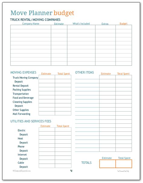 More Move Planner Printables to Help You Stay on Track