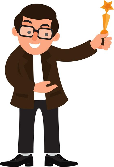 Happy Businessman Holding Trophy 24225226 Vector Art At Vecteezy