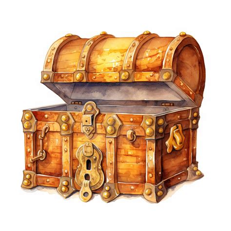 Premium AI Image | watercolor treasure chest drawing isolated on white ...