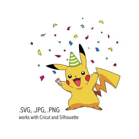 Pikachuw Party Popper Svg Png Cartoon Anime Poke Mon Birthday