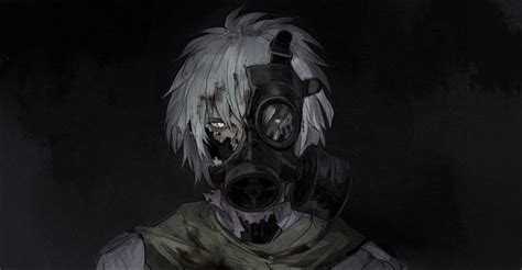 Tags Anime Creepy Gas Mask Black Background Pixiv Id 909965