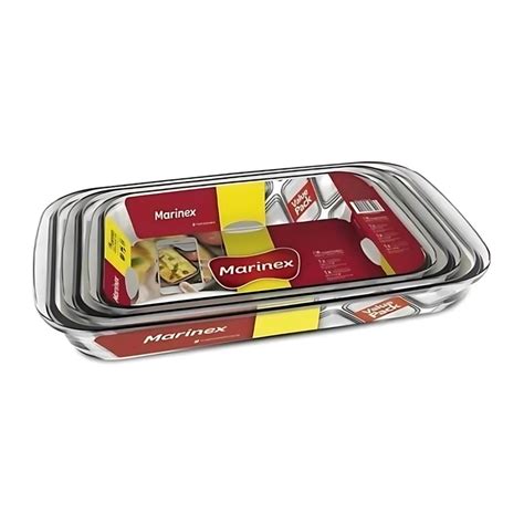 MARINEX Set De 3 Fuentes Asadera De Vidrio Para Horno Falabella