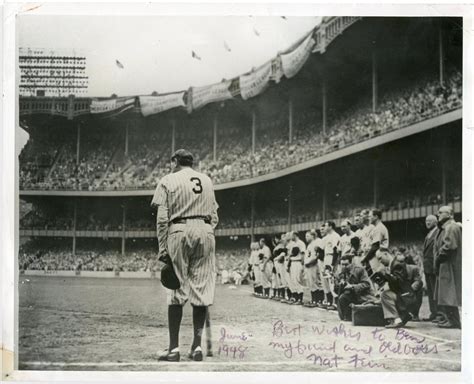 1948 Babe Bows Out Photo Signed By Nat Fein PSA