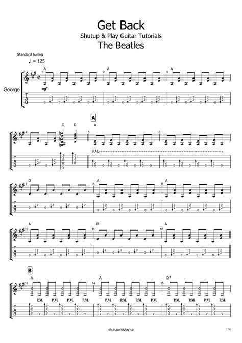 The Beatles Get Back Sheet By Shutup Play Guitar Tutorials