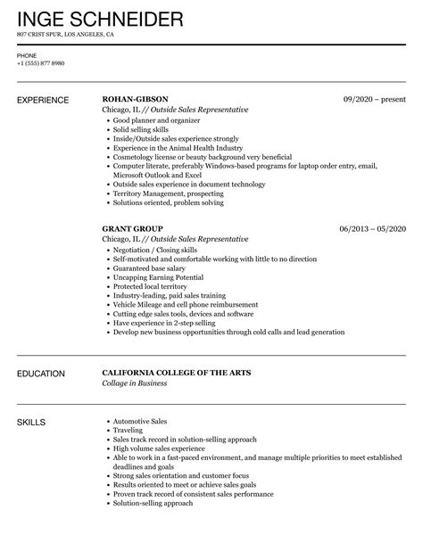 Outside Sales Representative Job Description Resume Adhiayu