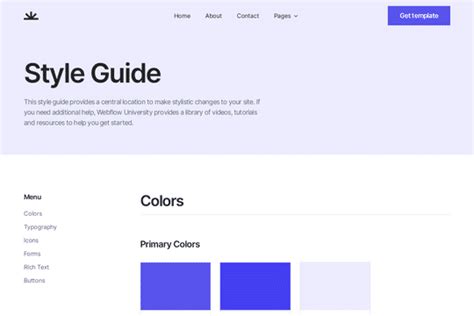 Webflow Showcased Cloneable Style Guide Template