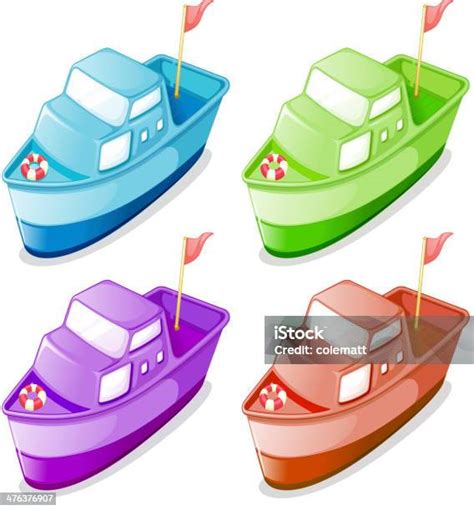 Vetores De Barcos Em Quatro Cores Diferentes E Mais Imagens De