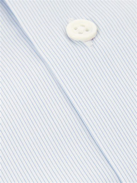 Chemise col italien blanche à rayures Bleu ciel