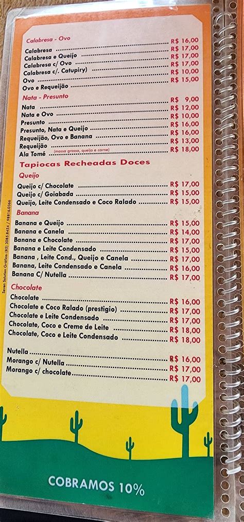 Menu Em Centro Das Tapioqueiras Restaurante Fortaleza 10125 Edson