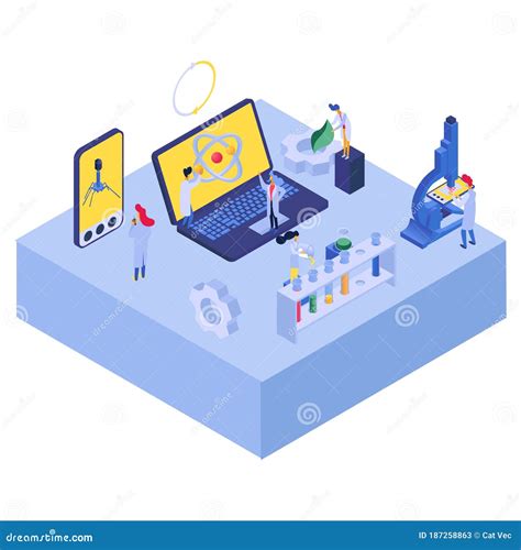 Nano Technology Research With Atom Vector Illustration Science