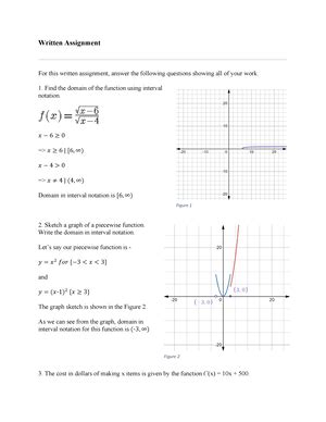 College Algebra Written Assignment Unit Written Assignment Unit