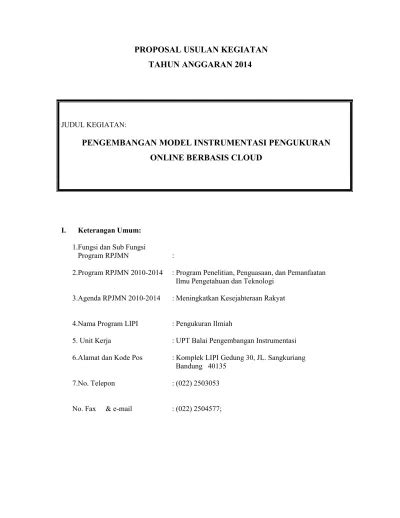 Proposal Usulan Kegiatan Tahun Anggaran Pengembangan Model