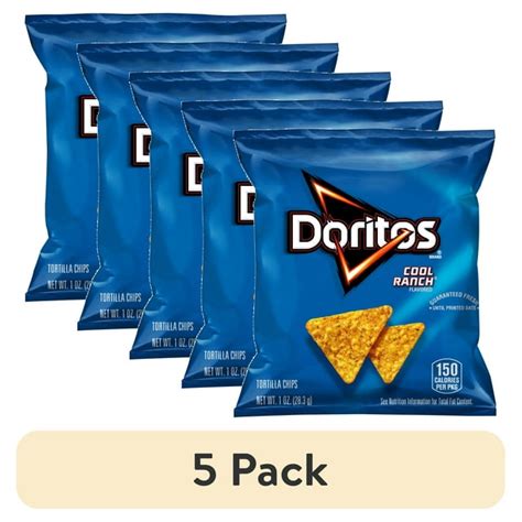 5 Pack Doritos Cool Ranch Flavored Tortilla Snack Chips 1 Oz Bag