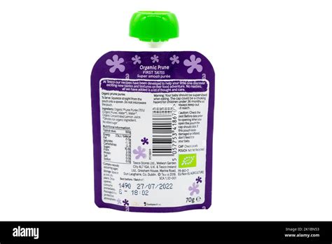 Irvine Scotland Uk August 20 2022 Tesco Branded First Tastes Organic Fruit Puree With Rear