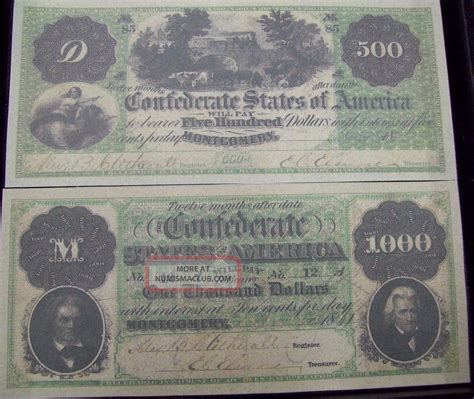 Replica Confederate Currency From Montgomery Alabama