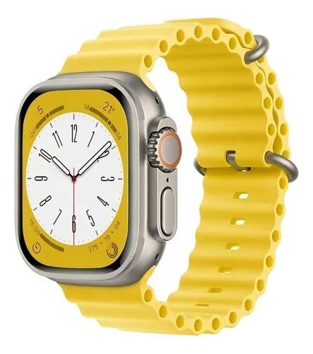 Pulseira Oceano Para Apple Watch Ultra 49mm 45mm 44mm 42mm Cor Amarelo