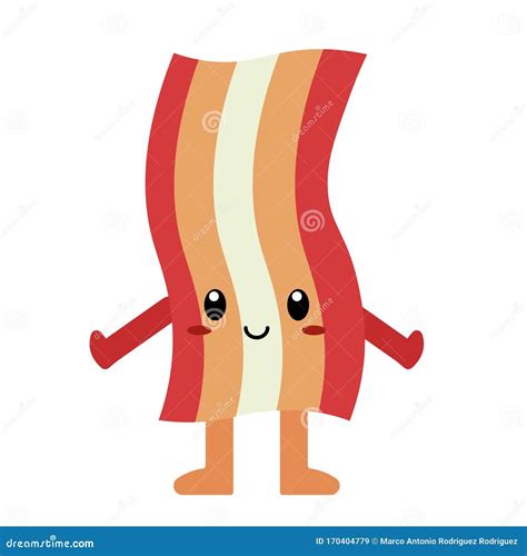 Cute Cartoon Bacon Isolated Stock Illustration Illustration Of Icon