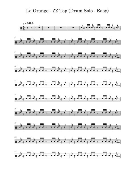 La Grange Zz Top Sheet Music For Drum Group Solo