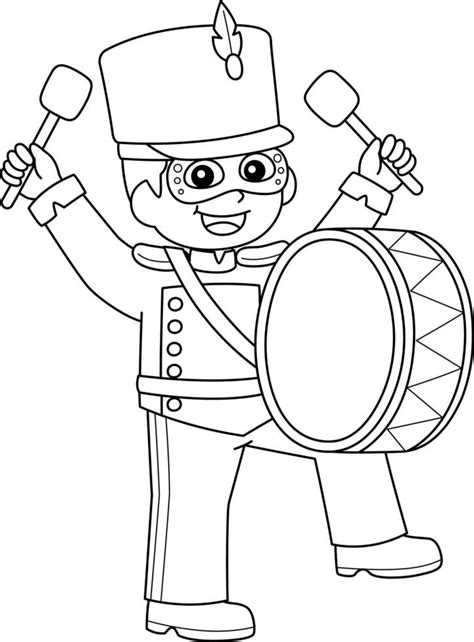 mardi gras niño tocando tambores aislado para colorear 15656384 Vector