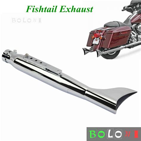 Chrome Fishtail Slip On Muffler Exhaust For Harley Touring Road King