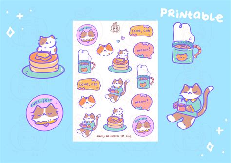 Love, Cat part One Sticker Sheet Printable DIGITAL File Printable ...