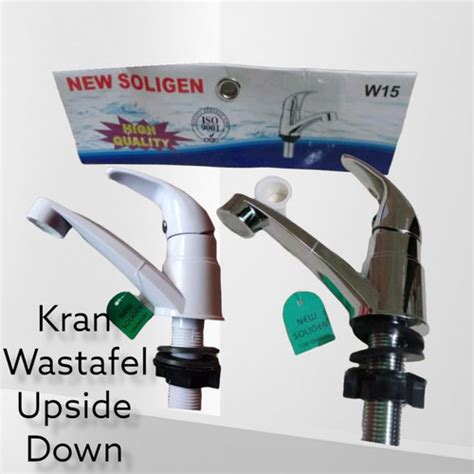 Jual Kran Air Wastafel Putih Soligen Keran Engkol Gepeng Up Down