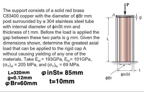 Solved G L The Support Consists Of A Solid Red Brass C83400 Chegg