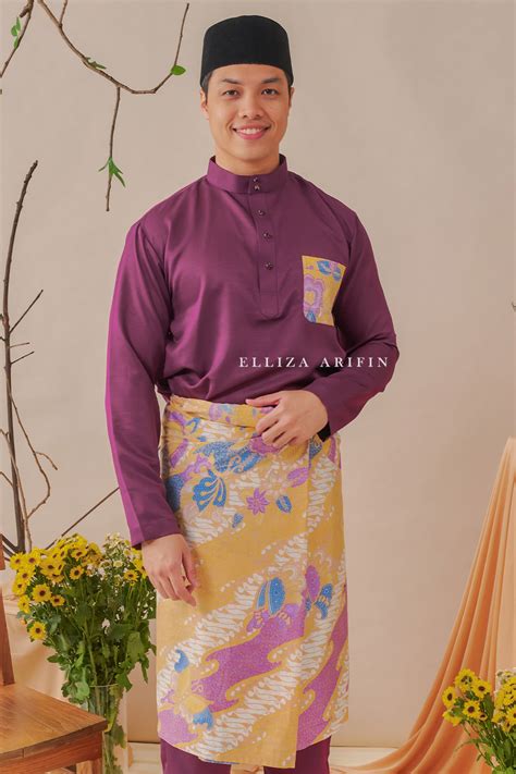 Baju Melayu Batik In Burgundy