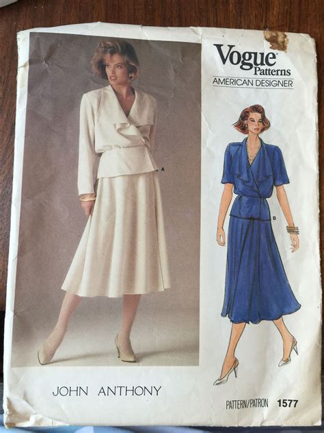 Vogue American Designer Sewing Pattern 1577 By John Anthony From 1985 Vogue Patterns Sewing