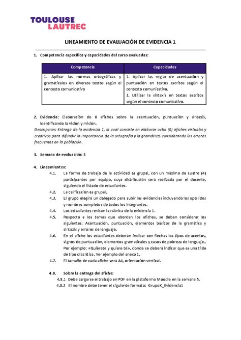 Lineamientos De Evaluaci N Evidencia Docx Lineamiento De Evaluaci N