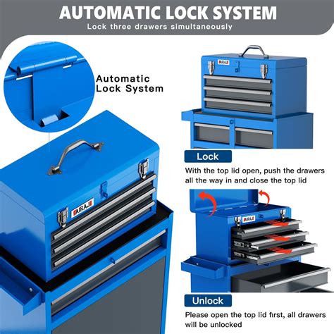 Airaj 4 Drawer Rolling Tool Chest Detachable Cabinet Brake Wheels