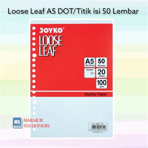 Jual Loose Leaf Kertas Binder Dot Titik A Lembar Joyko Shopee