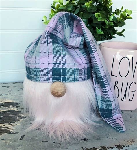 Pink Grey Buffalo Check Valentines Day Slouchy Hat Gnome Etsy