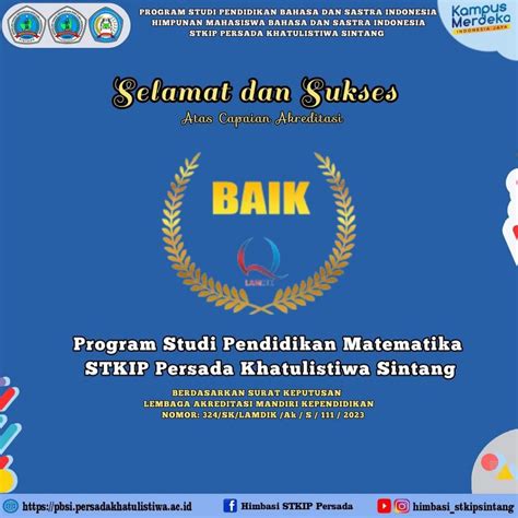 Selamat Dan Sukses Atas Capaian Akreditasi Baik Program Studi