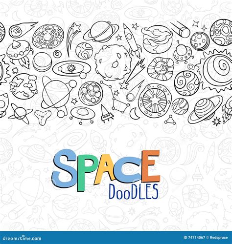 Space Objects Doodles Stock Vector Illustration Of Orbit 74714067