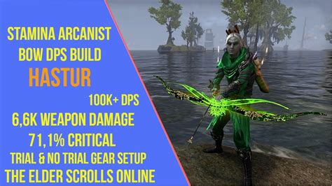 ESO Stamina Arcanist Bow DPS Build Hastur Necrom 100k DPS Build