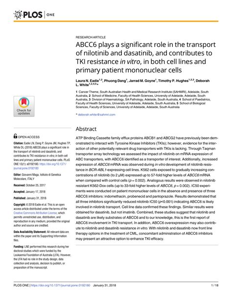 Pdf Abcc Plays A Significant Role In The Transport Of Nilotinib And