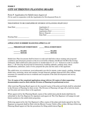 Fillable Online Trentonnj Form F Subdivision City Of Trenton