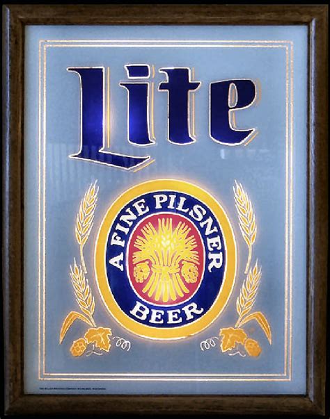 1982 Miller Lite Beer Illuminated Reflective Beer Sign